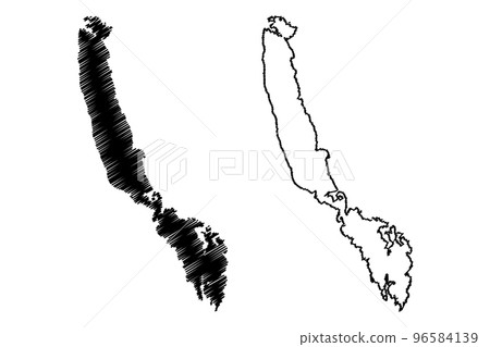 Vaddo island (Kingdom of Sweden) map vector illustration, scribble sketch map 96584139
