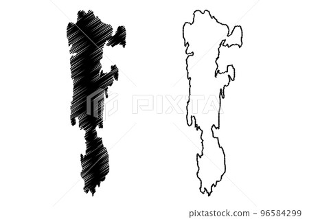 Tjome island (Kingdom of Norway) map vector illustration, scribble sketch Tjome map 96584299