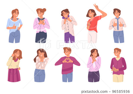 Excited students show likes, okay and thumbs up... - Stock Illustration  [96585936] - PIXTA