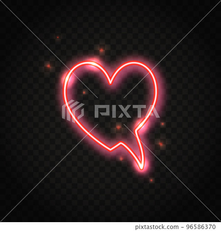 Neon red heart speech bubble with space for text 96586370