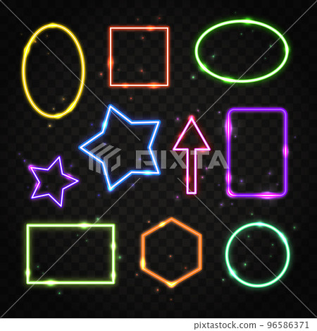 Set of colorful neon frames with space for text Set of colorful neon frames with space for text 96586371