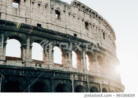 Rome, Italy, the Colosseum is an old ancient building of the battle of gladiators. Rome, Italy, the Colosseum is an old ancient building of the battle of gladiators. 96586689