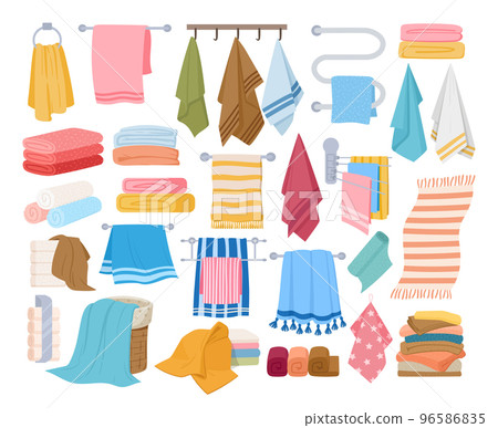 Cartoon textile towels, cartoon fabric hand... - Stock Illustration ...