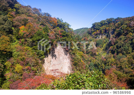 Autumn leaves of Yujuni River 96586998