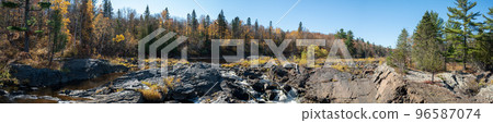 Panoramic view of the St. Louis River at Jay Cooke State Park in Minnesota, USA 96587074