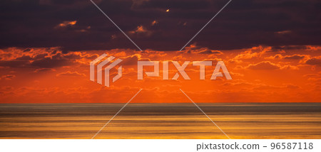 Dramatic Colorful Sunrise Sky. Mediterranean Sea. Abstract Red Sky. Cloudscape Nature Background Dramatic Colorful Sunrise Sky. Mediterranean Sea. Abstract Red Sky. Cloudscape Nature Background 96587118