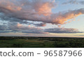 Aerial top view photo from flying drone of a land with down fields in countryside. 96587966