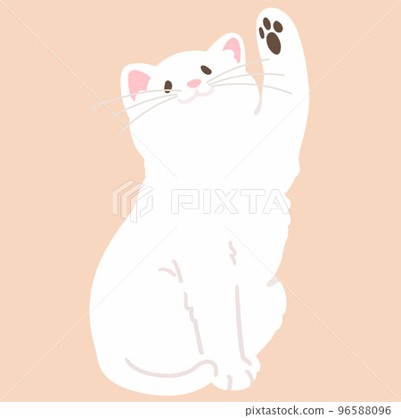 Illustration of a simple and cute white cat playing while sitting No main line Illustration of a simple and cute white cat playing while sitting No main line 96588096