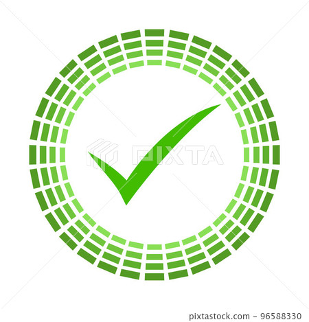 Ok vector bicolor rounded icon. Image style is a flat icon symbol inside a circle, eco green colors, white background. 96588330