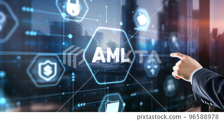 AML Anti Money Laundering Financial Bank Business Technology Concept AML Anti Money Laundering Financial Bank Business Technology Concept 96588978