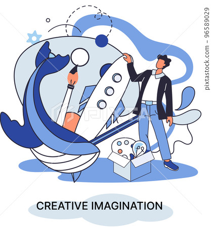 Creative mind, imagination or brainstorm or originative idea concept. Phantasy flow and creativity 96589029