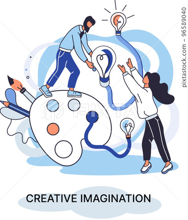 Creative mind, imagination or brainstorm or originative idea concept. Phantasy flow and creativity 96589040
