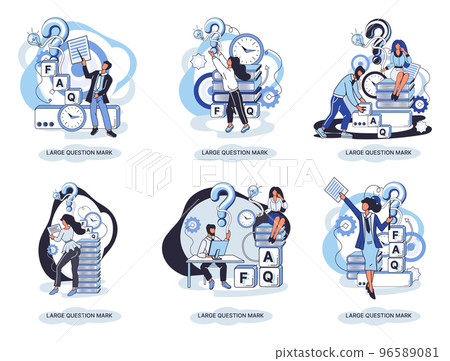Ladge question mark. Problem and solution concept metaphor. Ask questions. FAQ frequently asked help Ladge question mark. Problem and solution concept metaphor. Ask questions. FAQ frequently asked help 96589081
