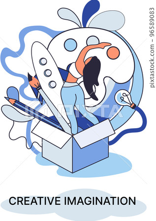 Creative mind, imagination or brainstorm or originative idea concept. Phantasy flow and creativity Creative mind, imagination or brainstorm or originative idea concept. Phantasy flow and creativity 96589083