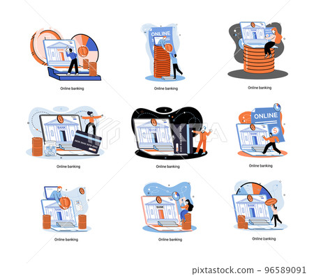 Online banking platform, remote bank service, online transaction system concept for mobile payment Online banking platform, remote bank service, online transaction system concept for mobile payment 96589091