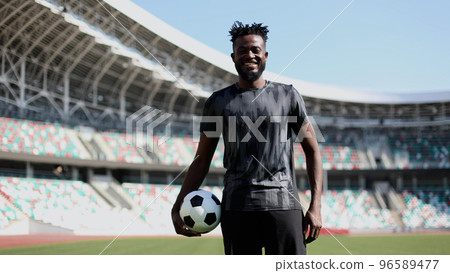 Football lifestyle. Man plays the match, game. Big dream, future professional player. 96589477