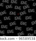 Vector seamless pattern with hand drawn LOVE lettering and hearts 96589538