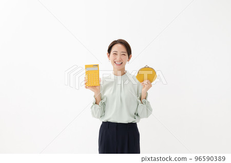 Wallet, calculator, female, white background Wallet, calculator, female, white background 96590389