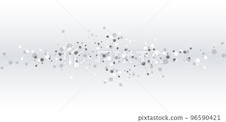 Illustration of molecular structure and genetic engineering, molecules DNA, neural network, scientific research. Abstract background for innovation technology, science, healthcare, and medicine 96590421