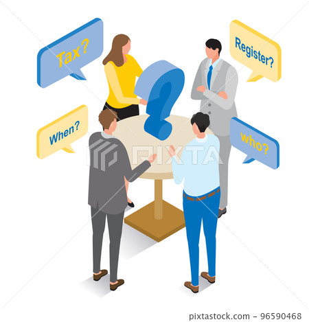 Isometric _ Men and women who are worried about the invoice system 96590468