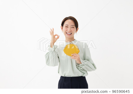 Wallet ok female white background Wallet ok female white background 96590645