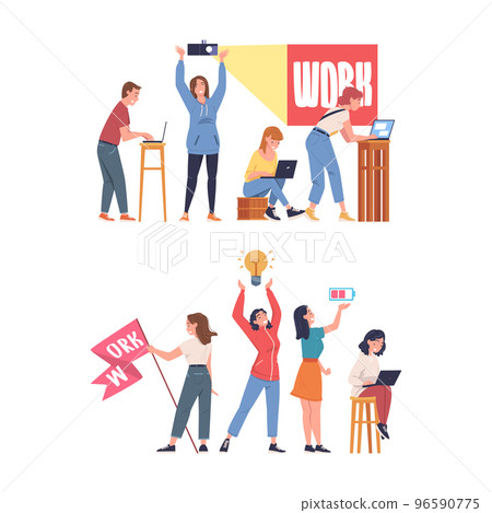 People Characters Working as Well Coordinated Mechanism Engaged in Teamwork Vector Set People Characters Working as Well Coordinated Mechanism Engaged in Teamwork Vector Set 96590775