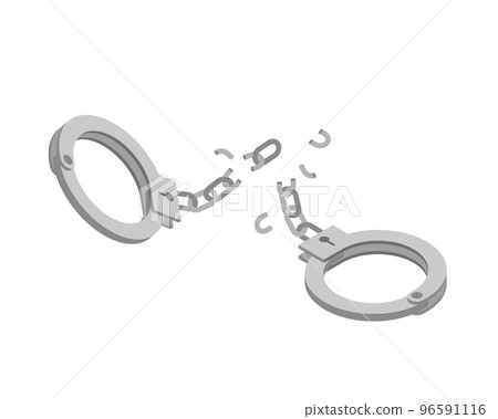 Image illustration of tearing off handcuffs Image illustration of tearing off handcuffs 96591116