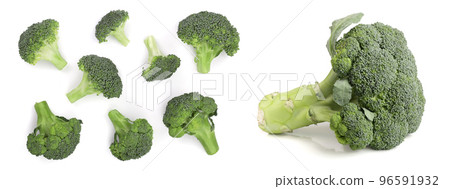 fresh broccoli isolated on white background. Top view. Flat lay pattern fresh broccoli isolated on white background. Top view. Flat lay pattern 96591932