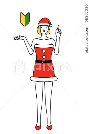 A woman in Santa Claus showing the Wakaba mark A woman in Santa Claus showing the Wakaba mark 96592330