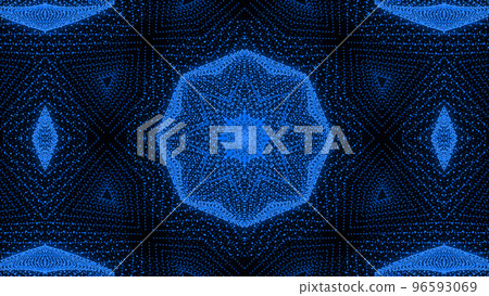 藍色點彩派圖案哥特式萬花筒CG背景壁紙 96593069