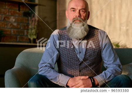 close-up. portrait of a serious bearded man. 96593380