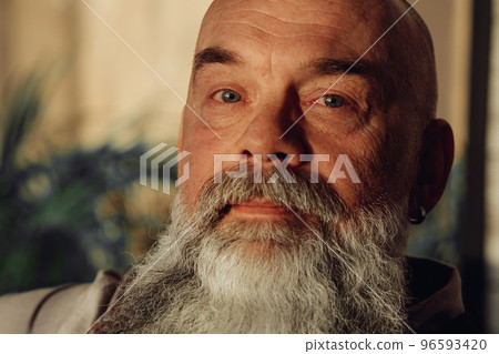 mature bearded man looking at the camera. 96593420
