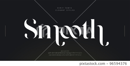 Luxury alphabet letters font. Classic Lettering Minimal Fashion Designs. Typography sans serif simple wedding logo fonts and number. vector illustration 96594376
