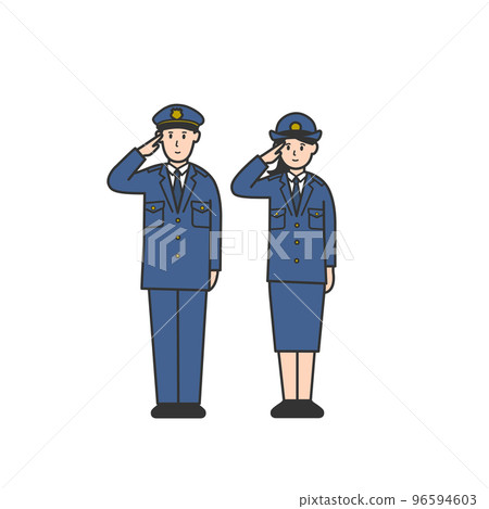 敬禮警官男女全身插畫2 敬禮警官男女全身插畫2 96594603