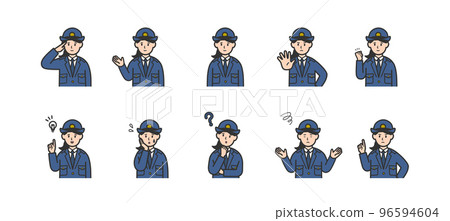 各種表情的女警官插圖集 各種表情的女警官插圖集 96594604