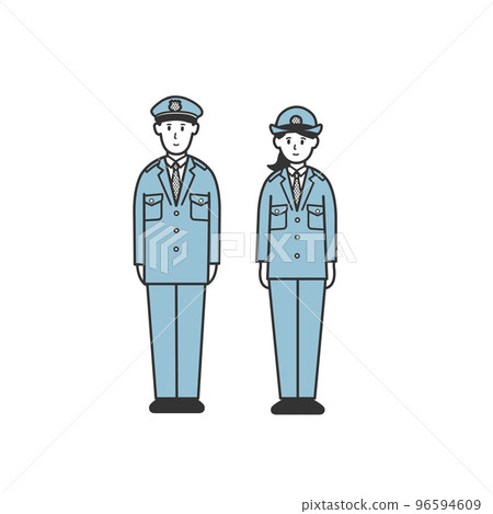 警察男人和女人全身的插圖 警察男人和女人全身的插圖 96594609