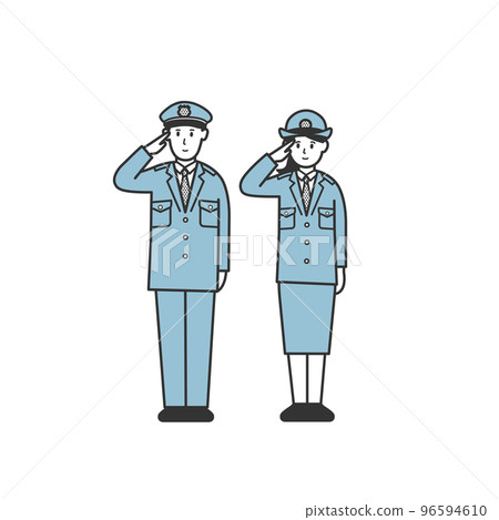 敬禮警官男女全身插畫2 敬禮警官男女全身插畫2 96594610