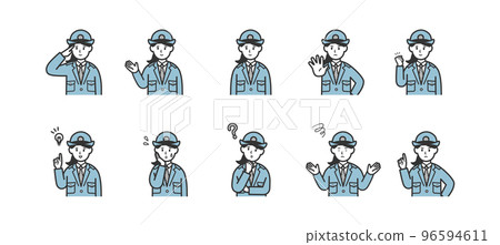 Illustration set of female police officers with various expressions 96594611