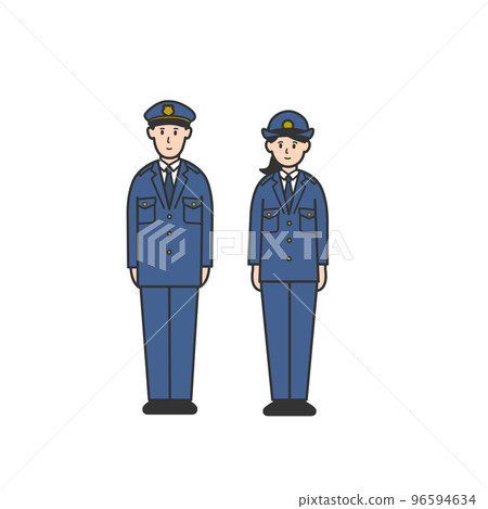 警察男人和女人全身的插圖 96594634