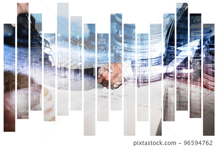 Business handshake on finance prosperity and money technology asset background 96594762