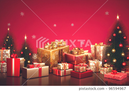 Christmas festival decoration with gift boxes pile spectacular christmas tree Christmas festival decoration with gift boxes pile spectacular christmas tree 96594967