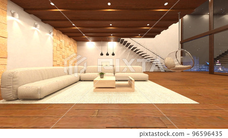 Living room with night view 96596435