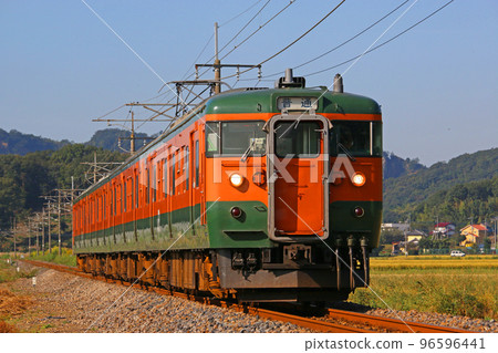 A train running between Iwafune and Ohirashita A train running between Iwafune and Ohirashita 96596441