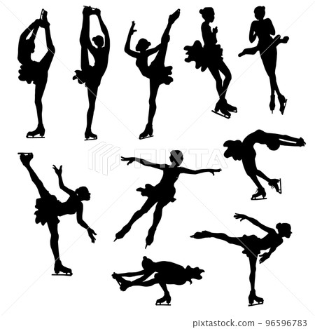 女子花樣滑冰運動員剪影（套） 96596783