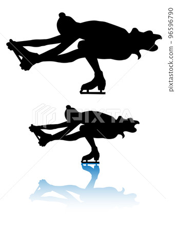 Women's figure skater silhouette (sit spin, black version) Women's figure skater silhouette (sit spin, black version) 96596790