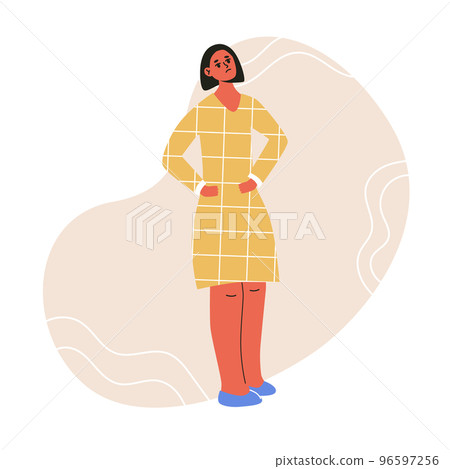 Sad offended frustrated woman character Flat vector illustration isolated on white background Sad offended frustrated woman character Flat vector illustration isolated on white background 96597256