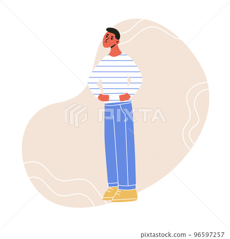 Sad offended frustrated man character Flat vector illustration isolated on white background Sad offended frustrated man character Flat vector illustration isolated on white background 96597257