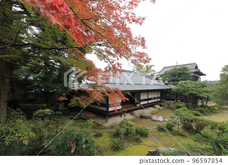 Former Hirose residence in autumn. Autumn leaves in the inner garden, Shinzashiki, and the main building. 96597854