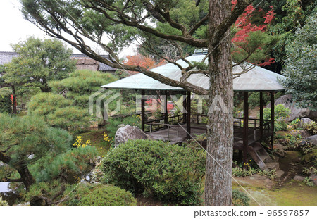 Former Hirose residence in autumn. Tantan Pavilion and autumn leaves in the inner garden. 96597857