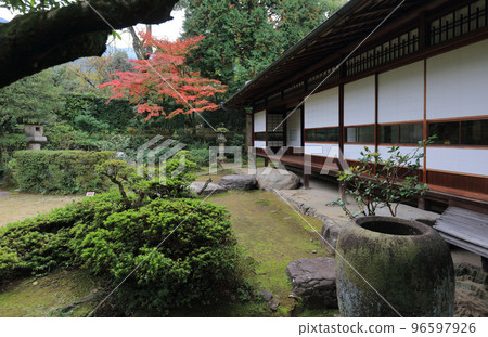 秋天的廣瀨故居。新座敷前內庭的紅葉。 秋天的廣瀨故居。新座敷前內庭的紅葉。 96597926